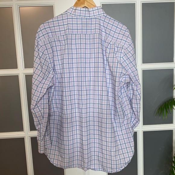 EUC Men’s Size 18 34/35, XMI Platinum Blue & Pink Plaid Button Down Dress Shirt - Picture 4 of 13